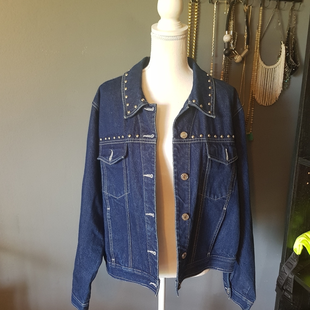 Baccini Studded Denim Jacket - image 1